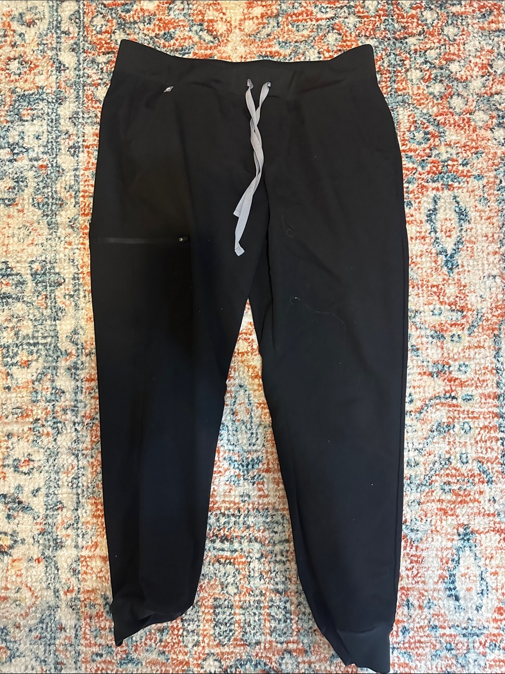 Figs Black Jogger Sweatpants with Gray Drawstring